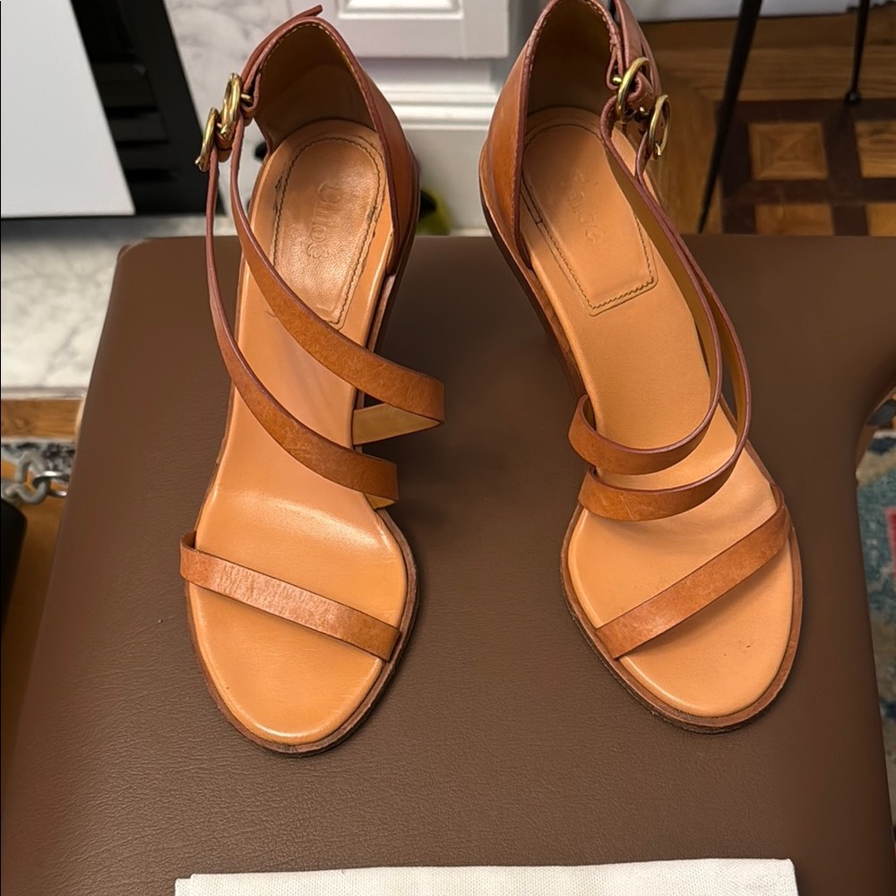 Chloe Tan Strappy Sandals